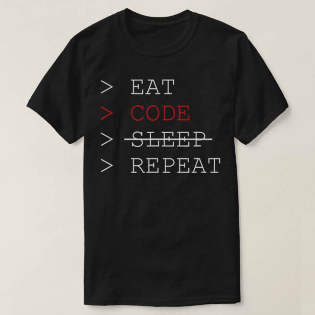 T-shirt Code de sommeil du programmeur de répétition (Design devant)