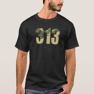 T-shirt Code de zone 313 Détroit Ville natale Camo Camoufl