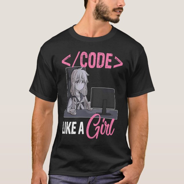 T-shirt Code Like A Girl Software Developer  Coding Progra (Devant)