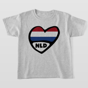 T-shirt Code pays Pays-Bas Coeur du drapeau, NLD