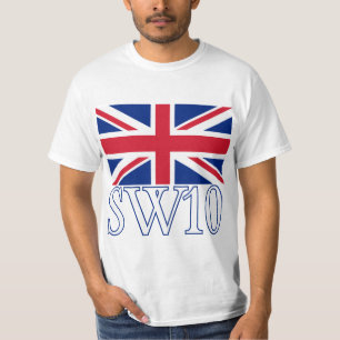 T-shirt Code postal SW10 de Londres avec Union Jack