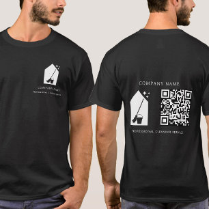 T-shirt Code QR Logo Service de Nettoyage Moderne Noir