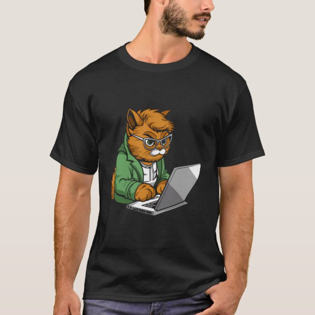 T-shirt Coder Cat Programmation Logiciel Ingénieur Codage  (Devant)