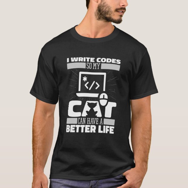 T-shirt Coder Cat Software Engineer Developer Coding Pro (Devant)
