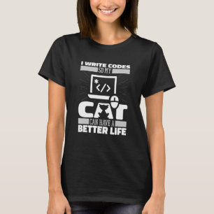 T-shirt Coder Cat Software Engineer Developer Coding Pro