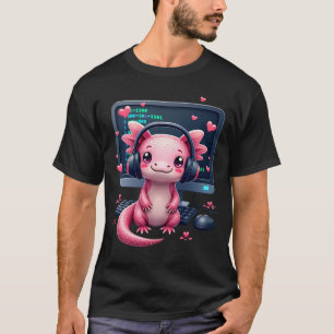 T-shirt Codeur de jeu vidéo Axolotl Kawaii