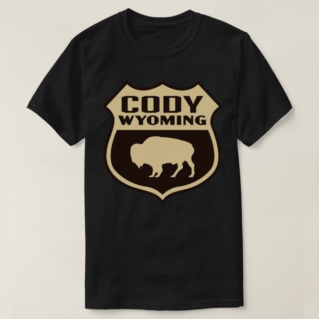 T-shirt Cody Wyoming Retro Buffalo Shield Tan (Design devant)