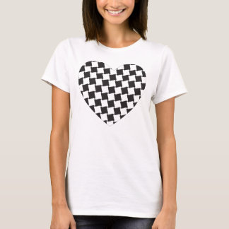 T-shirt Coeur À damiers noir