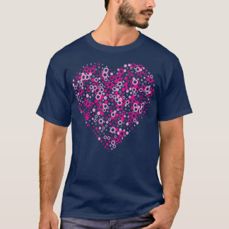 T-shirt Coeur Abstrait fait de points roses cercles et ri