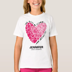 T-shirt Coeur adorable 100 jours d'école et l'aimer