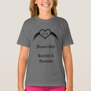 T-shirt Coeur ailé gothique Mariage Personnalisé Monogramm