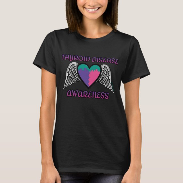 T-shirt Coeur/ailes...Maladie thyroïde (Devant)