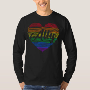 T-shirt Coeur Ally Arc-En-Ciel Drapeau Pour Lgbt Gay Et Le