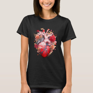 T-shirt Coeur anatomique avec fleurs