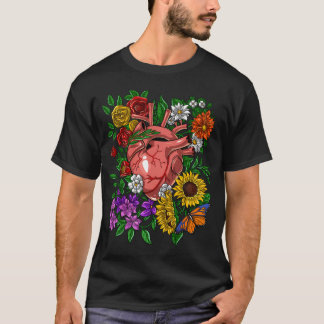 T-shirt Cœur Anatomique Floral