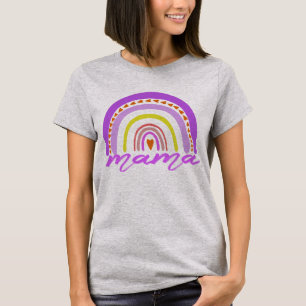 T-Shirt Coeur Arc-en-Ciel Bohème Doodle Mama.