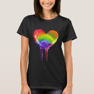 T-shirt Cœur arc-en-ciel de fierté LGBTQIA+