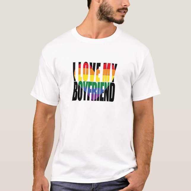 T-shirt Coeur arc-en-ciel J'aime mon petit ami (Devant)