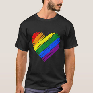 T-shirt Coeur arc-en-ciel LGBT