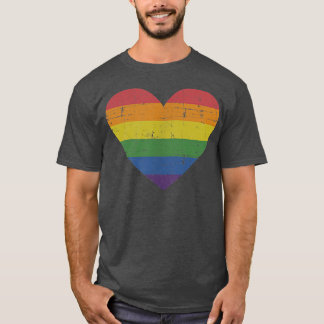 T-shirt Coeur arc-en-ciel pour gay et lesbiennes soutien o