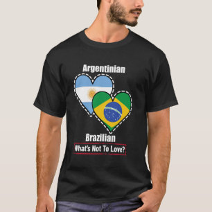 T-shirt Cœur Argentin Brésilien Drapeaux Qu'est-ce Qu'on N