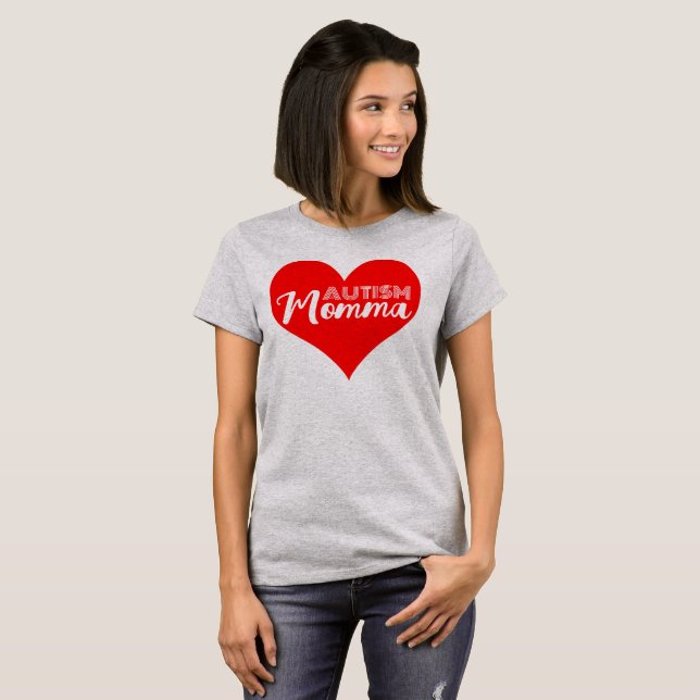T-shirt coeur autisme mamma (Devant entier)