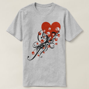 T-shirt Coeur avec crânes et perruques