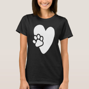 T-shirt Coeur avec Paw Conception pour Chiens de Chiens de