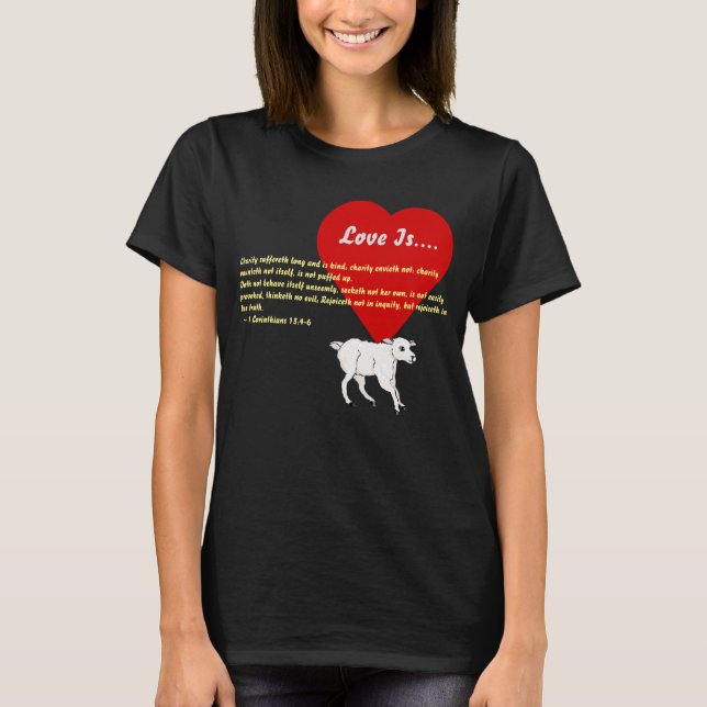 T-shirt Coeur avec verse et agneau de la Bible (Devant)