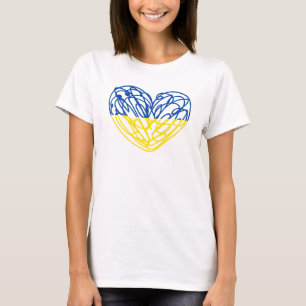 T-shirt Coeur bleu et jaune, drapeau ukrainien