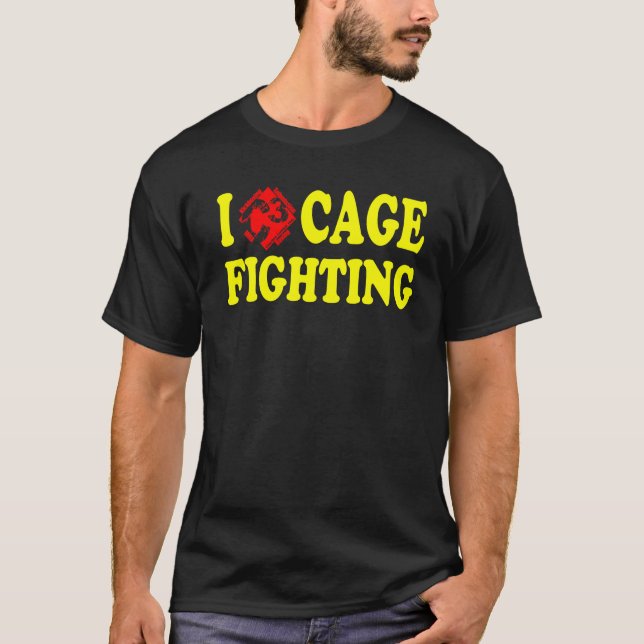 T-shirt (Coeur C3) cage I combattant la pièce en t noire (Devant)