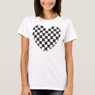 T-shirt Coeur Checkered noir