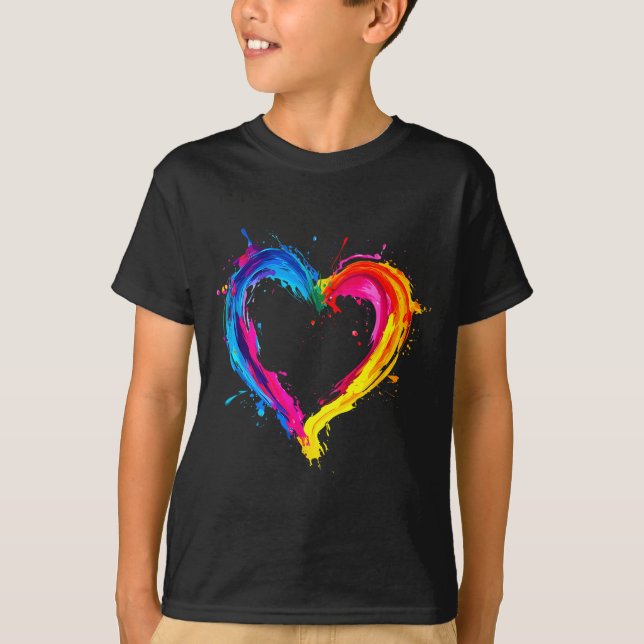 T-shirt Cœur Coloré Amour Saint Valentin  (Devant)