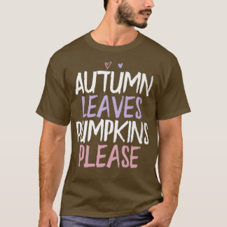 T-shirt Coeur coloré Funny Feuilles d'automne Citrouilles
