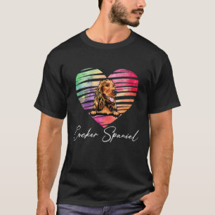 T-shirt Coeur coloré mignon Cocker Chien Espagnol