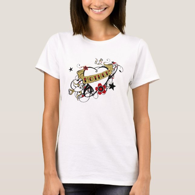 T-shirt Coeur couronné illustré par mère artistique (Devant)