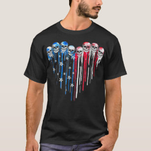 T-shirt Coeur crâne sucre Drapeau américain 4 juillet Patr