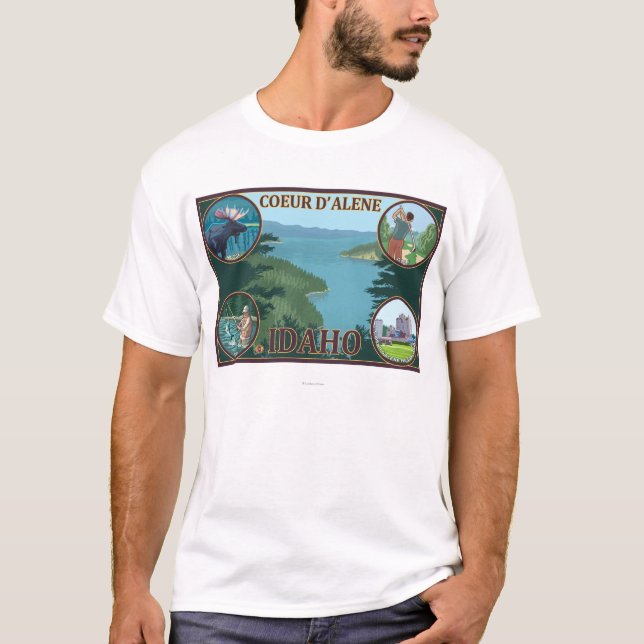 T-shirt Coeur D'Alene, affiche de voyage d'IdahoScenic (Devant)