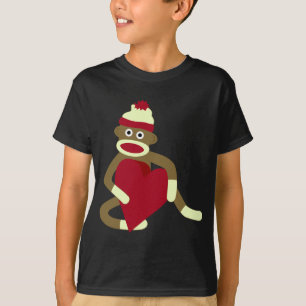 T-shirt Coeur d'amour de singe de chaussette