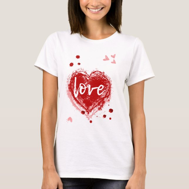 T-shirt Coeur d'Amour en Saint Valentin Rouge (Devant)