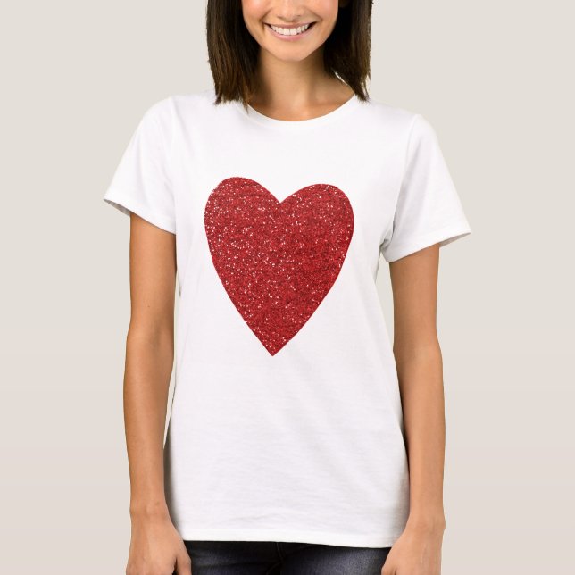 T-shirt Coeur d'amour parties scintillant rouge (Devant)