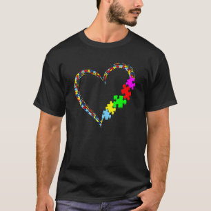 T-shirt Cœur d'amour Pièce de puzzle colorée Sensibilisati