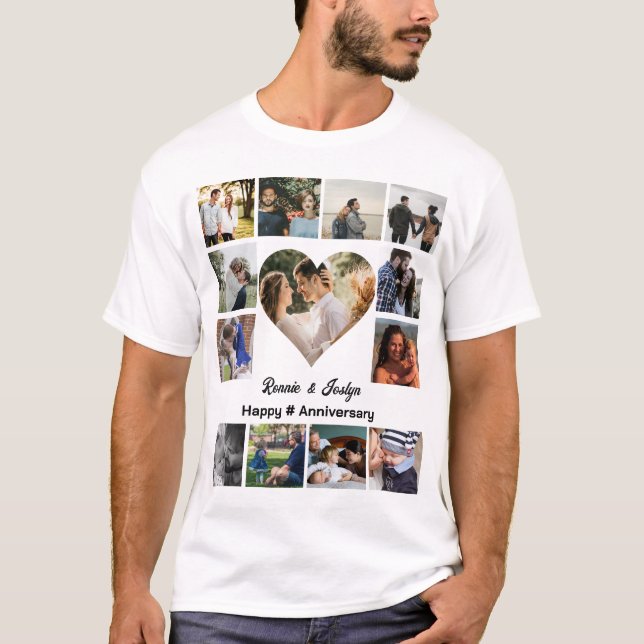 T-shirt Coeur d'anniversaire de mariage personnalisé 13 Ph (Devant)