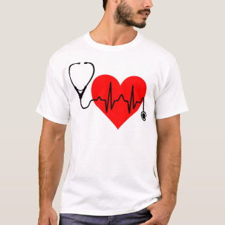 T-shirt Coeur de battement de coeur de stéthoscope