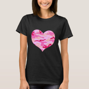 T-shirt Coeur de camo rose