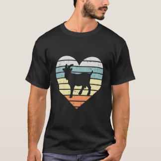 T-shirt Coeur de chèvre Rétro Pays Ferme d'élevage Animal