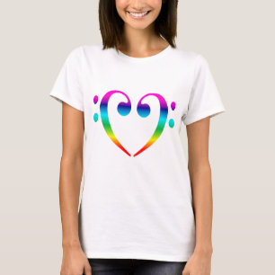 T-shirt Coeur de clef basse d'arc-en-ciel