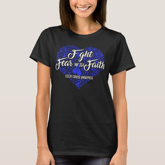T-shirt coeur de conscience du cancer du côlon (Devant)