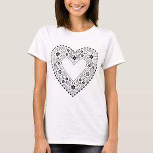 T-shirt Coeur de dentelle noire