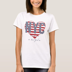 T-shirt Coeur de drapeau américain de NYC